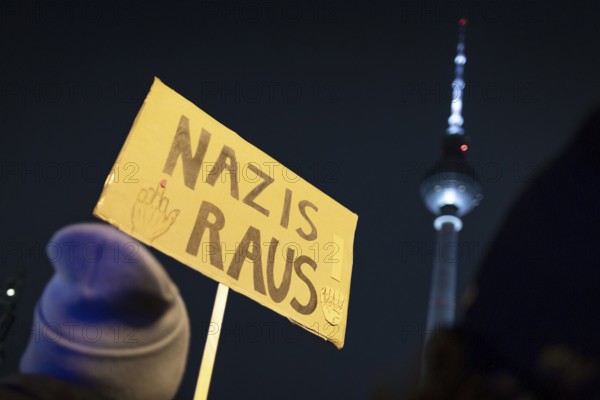 Recordings as part of the demonstration Auf die Strasse! Against the AfD's Nazi deportation plans in front of the Rotes Rathaus in Berlin, 17 January 2024