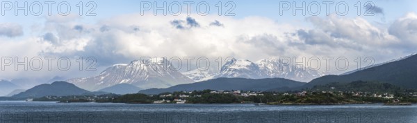 Panorama of Fjord and Mountains from ALESUND, Geirangerfjord, Norway, Europe