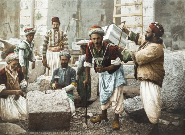 Steinschneider, Jerusalem, Palestine, Israel, Holy Land, photochrome print around 1890, Asia