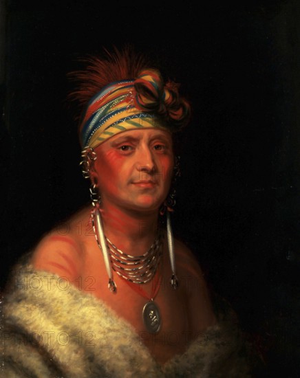 American Indian, Native American, Shaumonekusse, Chief of the Oto tribe, United States of America, USA, Painting by Charles Bird King (1785, 1862), c. 1840, Historic, digitally restored reproduction from a 19th century original, Record date not stated, North America