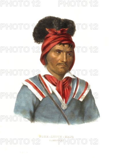 American Indian, Native American, Foke-Luste-Hajo, a Seminole chief, United States of America, USA, Painting by Charles Bird King (1785, 1862), c. 1840, Historic, digitally restored reproduction from a 19th century original, Record date not stated, North America