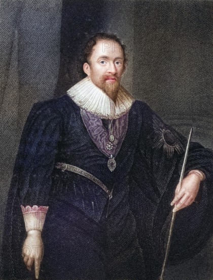 William Herbert, Earl of Pembroke, 1580-1630, English Lord Chamberlain. From the book Lodges British Portraits, published in 1823, Historic, digitally restored reproduction from a 19th century original, Record date not stated