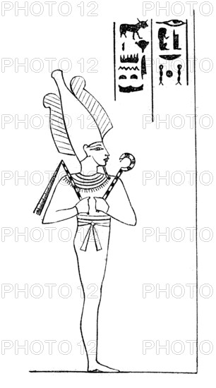 Osiris, the Egyptian god of the afterlife, god of the dead, rebirth and the Nile, historical, digital reproduction of an original from the 19th century