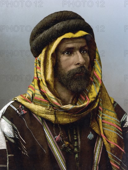 Bedouin, Chief of Palmyra, Syria, Historical, digitally restored reproduction from a 19th century original, Record date not stated, Asia