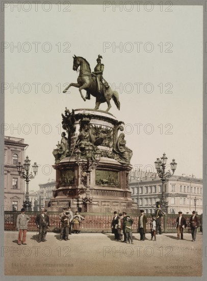 Monument to Tsar Nicholas I, Saint Petersburg, Russia, 1890, Historical, digitally restored reproduction from a 19th century original, Record date not stated, Europe