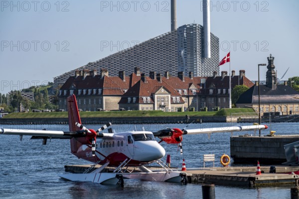 CopenHill, waste incineration plant and artificial ski slope, 90 metres high and 400 metres long slope on artificial turf, Holmen naval area, seaplane base, Copenhagen, Denmark, Europe