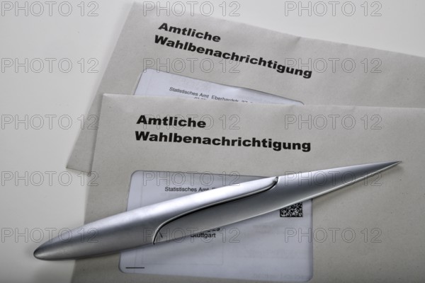 Official election notification for the Bundestag election on 23 February 2025 in the Federal Republic of Germany, letter, documents, election documents, notification, letter opener, Statistisches Landesamt Stuttgart, Baden-Württemberg, Germany, Europe