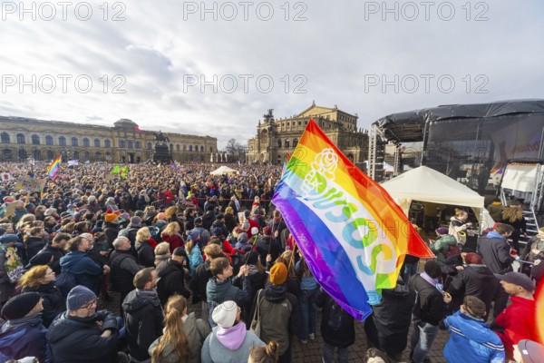 160 organisations and initiatives demonstrated against the right in Dresden on Saturday. Around 10, 000 participants marched from Theaterplatz in front of the Semper Opera House through the city centre, Dresden, Saxony, Germany, Europe