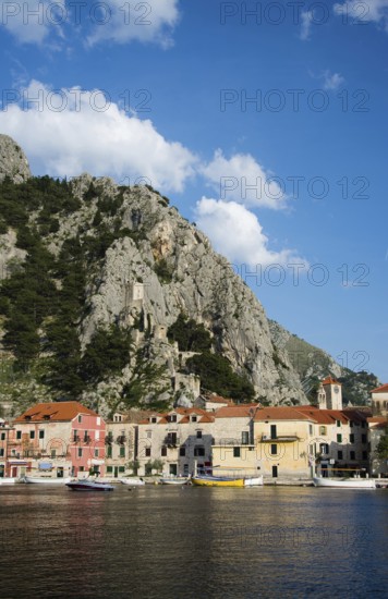 The town of Omis is located in southern Croatia at the mouth of the Cetina River into the Adriatic Sea and belongs to Dalmatia, Croatia, Europe