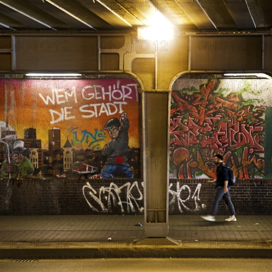 Artistically designed subway, Light in the Tunnel campaign with Klaus Klinger, Ellerstrasse, Düsseldorf, North Rhine-Westphalia, Germany, Europe