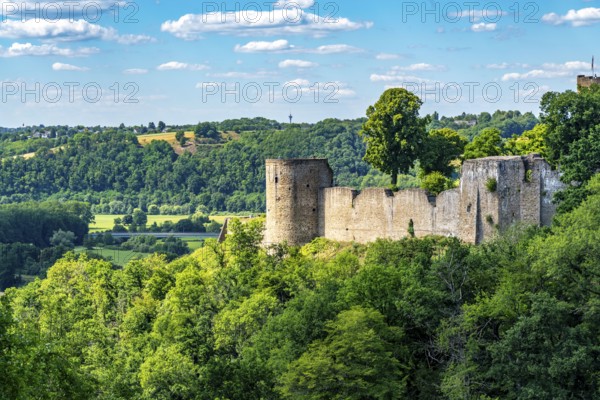 The hilltop castle of Blankenberg, near Hennef, above the Siegschleife near the district of Blankenberg, in Oberbergisches Land, North Rhine-Westphalia, Germany, Europe