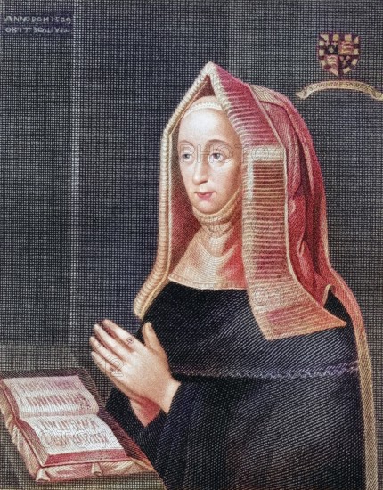 Margaret Beaufort alias Margaret of Lancaster, 1443-1509, mother of Henry VII, from the book Lodges British Portraits, published 1823, Historical, digitally restored reproduction from a 19th century original, Record date not stated