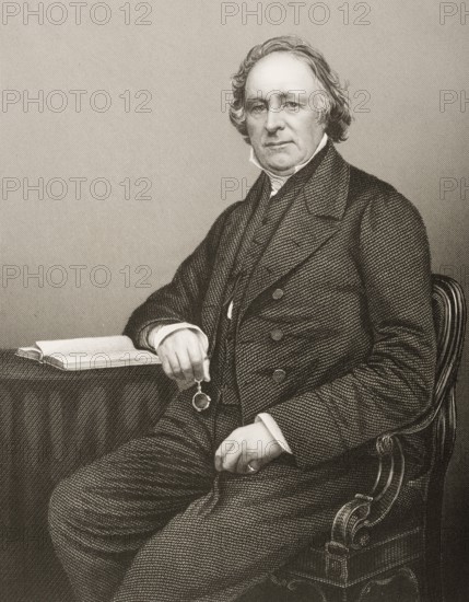 Thomas Binney, 1798-1874, English Congregationalist clergyman. Painted by DJPound after a photograph by Mayall. From the book The Drawing-Room of Eminent Personages, Volume 2, published in London 1860, digitally restored reproduction from a 19th century original, record date not stated