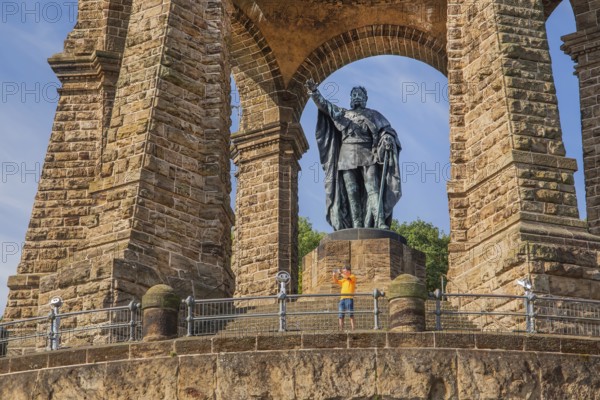 Kaiser Wilhelm Monument, Porta Westfalica, Weser Valley, Weserbergland, North Rhine-Westphalia, Germany, Europe