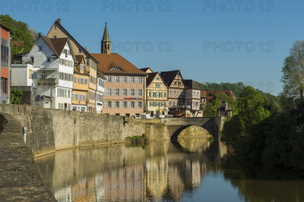 Medieval town and half-timbered houses, Schwäbisch Hall, Old Town, Kocher Valley, Kocher, Hohenlohe, Franconia, Baden-Württemberg, Germany, Europe