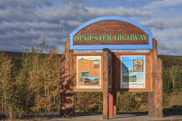 Information sign, information board, Dempster Highway, Yukon, Canada, North America