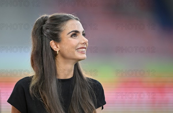 TV presenter Lea Wagner, portrait, smiles, Voith-Arena, Heidenheim, Baden-Württemberg, Germany, Europe