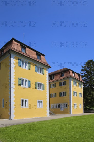 Grafeneck Castle, former hunting lodge of the Dukes of Württemberg around 1560, later summer residence of Duke Carl Eugen von Württemberg, Grafeneck killing centre during the Third Reich, today home for the disabled run by the Samaritan Foundation and memorial, documentation centre, historical building, architecture, Gomadingen-Grafeneck, Swabian Alb, Baden-Württemberg, Germany, Europe