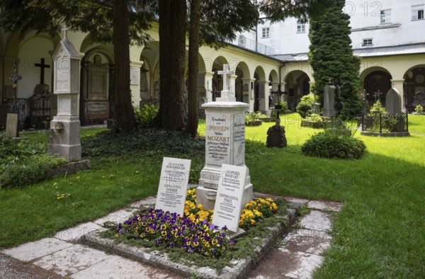 Grave of Leopold and Constanze Mozart, Sebastian Cemetery, Church of Saint Sebastian, Salzburg, Austria, Europe