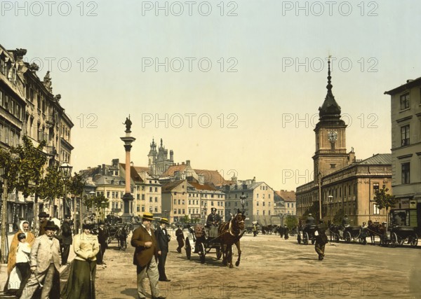 Faubourg de Cracow in Warsaw, Poland, c. 1890, Historic, digitally enhanced reproduction of a photochrome print from 1895, Europe