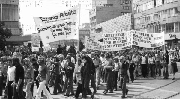 More than 40, 000 students from all parts of the Federal Republic of Germany demonstrated for more education funding (Bafoeg) and their concerns in Dortmund, Germany, on 12 June 1975, Europe