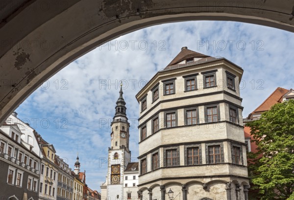 Old Town Hall Clock Tower and Scales, Waage, Building, Untermarkt, Görlitz, Goerlitz, Germany, Europe