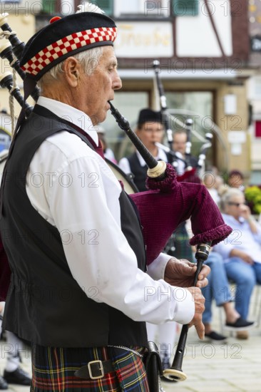 Bagpiper, musician, music concert, Sigmaringen, Baden-Württemberg, Germany, Europe