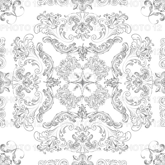 Hand drawn seamless floral pattern on a white background, vector textile template