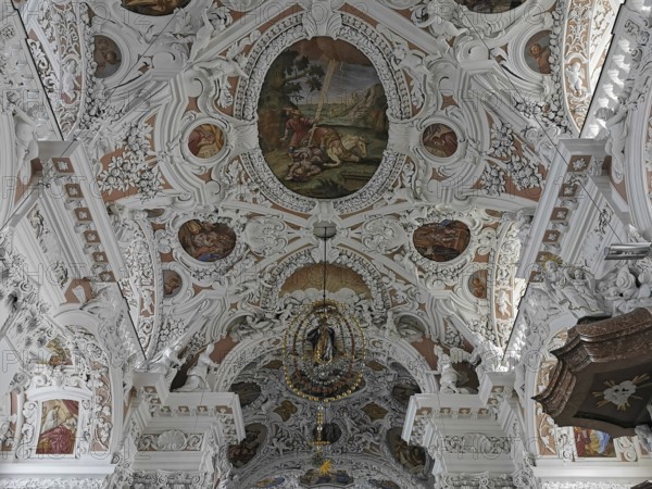 Interior of the collegiate church of Speinshart Monastery, abbey of the Premonstratensian Order, Neustadt an der Waldnaab district, Upper Palatinate, Bavaria, Germany, Europe