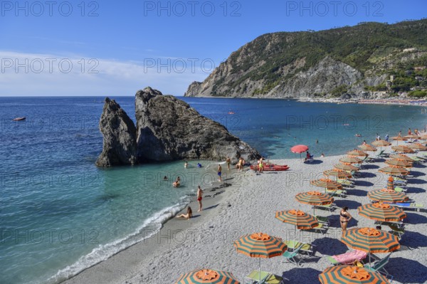 Monterosso Beach, Spiaggia di Fegina, Cinque Terre, Province of La Spezia, Liguria, Italy, Europe