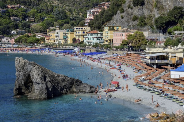 Monterosso Beach, Spiaggia di Fegina, Cinque Terre, Province of La Spezia, Liguria, Italy, Europe