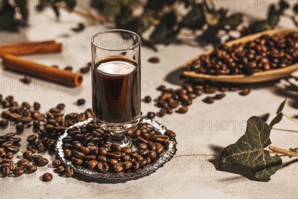 Food photography, coffee, liqueur, coffee beans