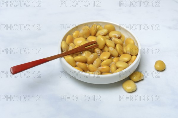 Lupine (Lupinus), pickled lupine seed in small bowls