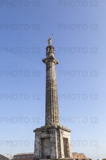 Britannia statue on column of Admiral Horatio Nelson memorial monument 1819, Great Yarmouth, Norfolk, England, UK