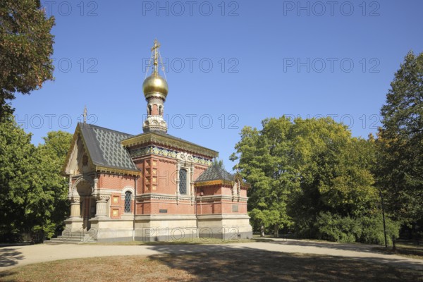 Russian Orthodox Church of All Saints built 1896-1899, Russian, Chapel, spa garden, Bad Homburg, Taunus, Hesse, Germany, Europe