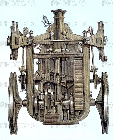 Aeronautical navigation device, Appareil de Navigation Aerienne, System Kaufmann, detail, 1869, Historic, digitally restored reproduction of a 19th century original