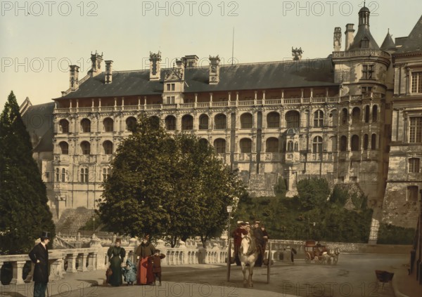 The Castle, wing of Francis I, the facade, Blois, France), c. 1890, Historic, digitally enhanced reproduction of a photochrome print from 1895