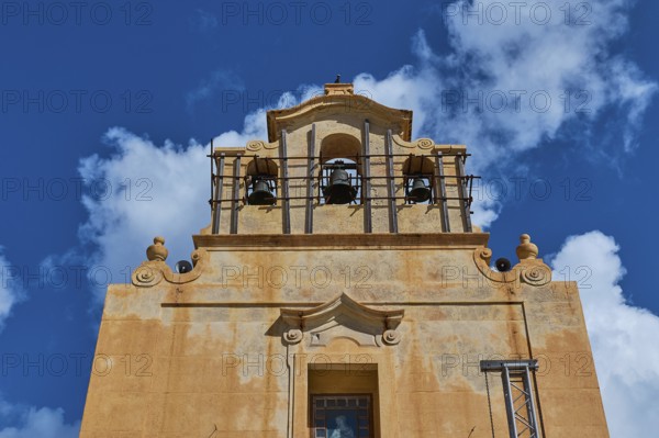 Bell tower, Chiesa Madre di Maria SS. Immacolata, church, Favignana town, main town, Favignana, Egadi Islands, Sicily, Italy, Europe