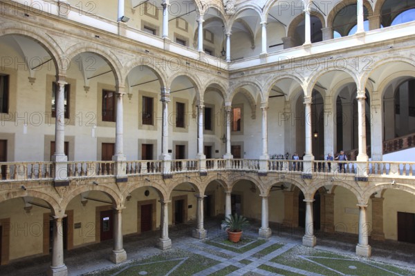 City of Palermo, Palazzo Reale, Royal Palace, also called Palazzo dei Normanni or Norman Palace, in the courtyard, UNESCO World Heritage Site, Sicily, Italy, Europe