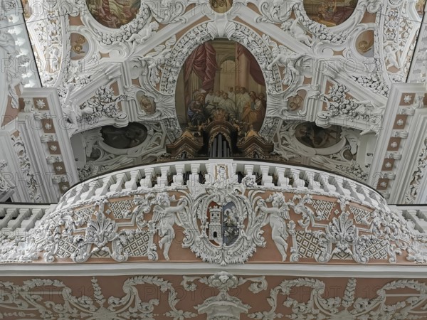 Interior of the collegiate church of Speinshart Monastery, abbey of the Premonstratensian Order, Neustadt an der Waldnaab district, Upper Palatinate, Bavaria, Germany, Europe