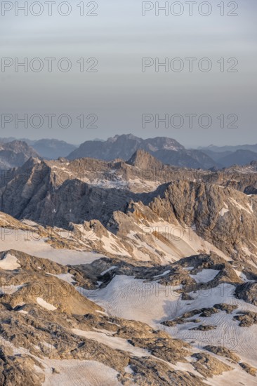 Remnants of snow, high alpine landscape, Übergossene Alm, Berchtesgaden Alps, Salzburger Land, Austria, Europe