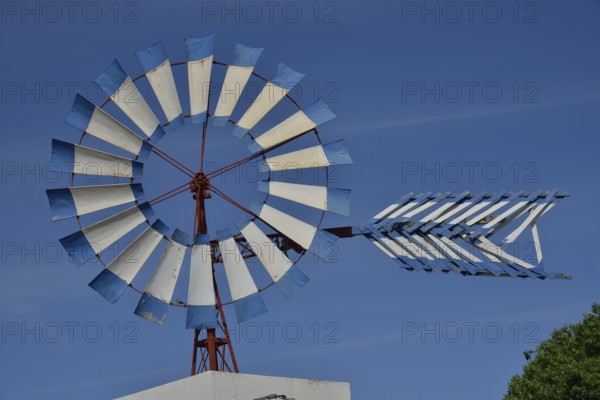 Windmill on a restaurant, near Santa Eulalia del Riu, Ibiza, Balearic Islands, Spain, Europe