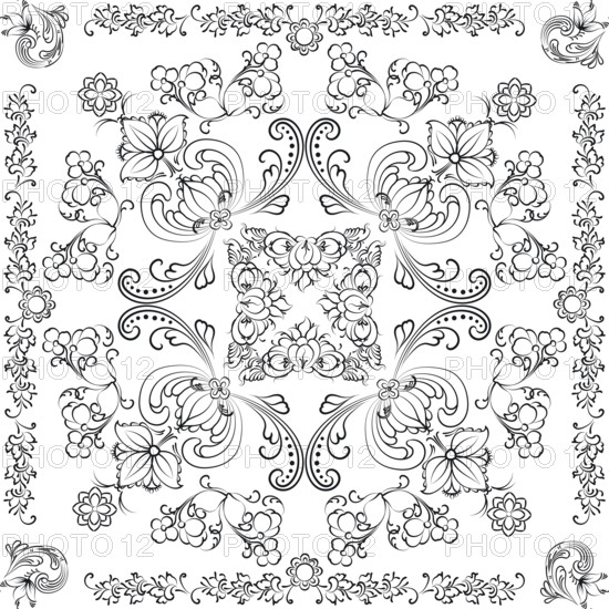 Hand drawn seamless floral pattern on a white background, vector textile template