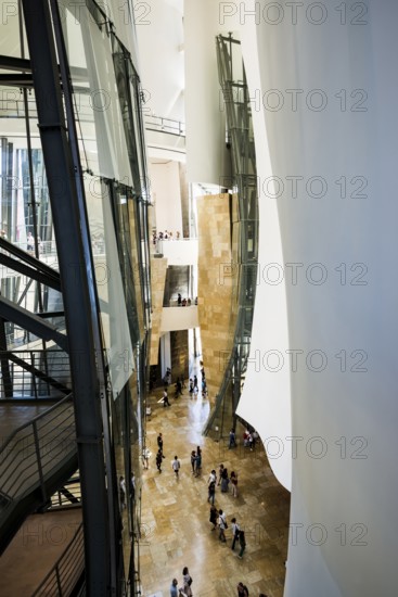 Guggenheim Museum, architect Frank Gehry, entrance hall, interior view, Bilbao, Basque Country, Spain, Europe