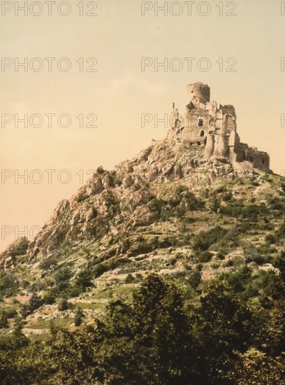 Le Cantal, Chateau de Leoting, near Blesle, Auvergne, France, c. 1890, Historic, digitally enhanced reproduction of a photochrome print from 1895, Europe