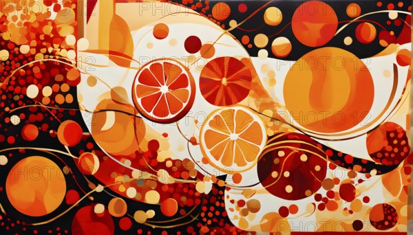 Abstract composition representing the warmth of holiday gatherings in warm red and orange colors, AI generated