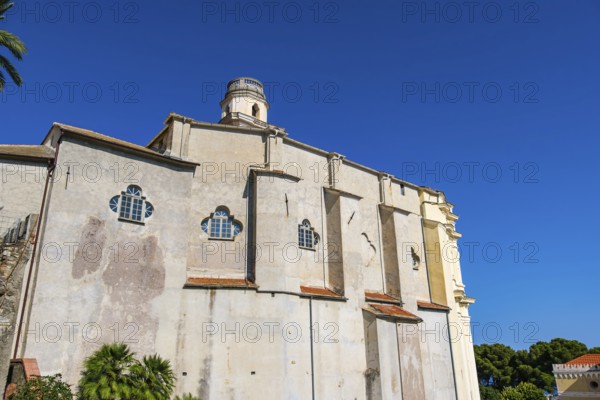 The church of San Nicola di Bari, a baroque building in the historic centre of the northern Italian municipality of Diano Castello, province of Imperia, Liguria, Italy, Europe