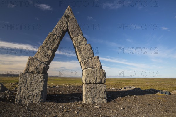 Arctic Henge, near Raufarhöfn, Iceland, It is inspired by the mythical world of eddic poem Völuspá (Prophecy of the Seeress), under construction, Europe