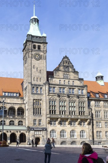 New town hall with town hall tower on the market square in Chemnitz, Saxony, Germany, Europe