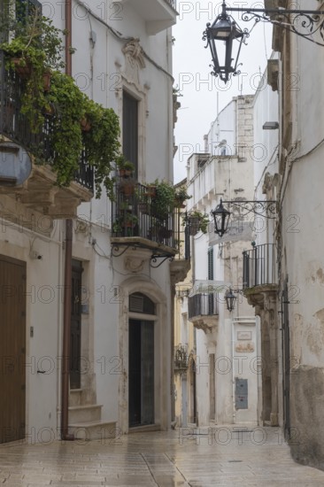 Alley in Martina Franca, rainy weather, Apulia, Southern Italy, Italy, Europe